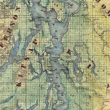 Puget Sound Washington Map Sherpa Fleece Blanket Double Stitched Edges Cozy Luxury Fluffy Super Soft 430 GSM Polyester Throw Blanket