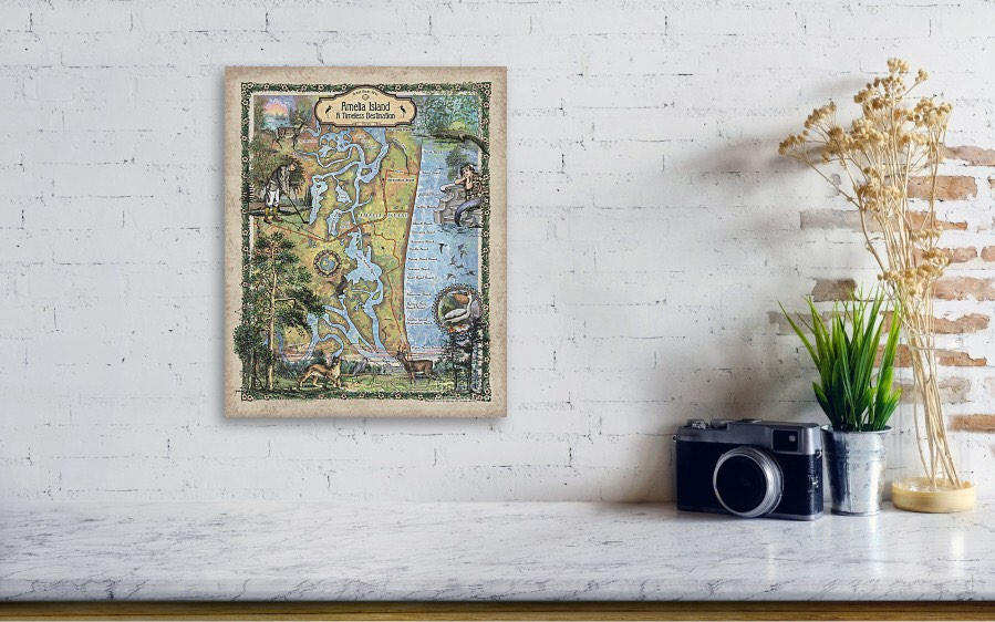 Amelia Island Florida , amelia island, amelia island map, Florida Art, florida decor, tropical decor, st augustine, florida gifts