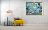 Hawaii Gift, Surfing Gift, Beach House Gift, Hawaii Map, Hawaii Art, Surfing Print, Surfing Decor, Surfing Art, Hawaii Print Wall Art
