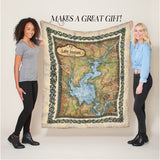 Jocassee Lake South Carolina Antique Map Art Blanket Throw Soft Polar/ Silky/ Sherpa Fleece Warm Blanket For Bed Sofa Chair Gift & Travel
