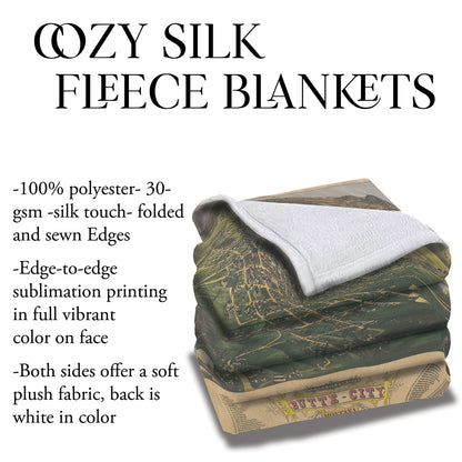 Butte City Montana 1884 Old Montana Map Blanket Double Stitched Edges Cozy Luxury Fluffy Super Soft 430 GSM Polyester Throw Blanket