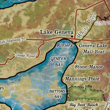 Lake Geneva Southeastern Wisconsin Historic Map Art Print Poster Artwork Vintage Style Abstract Wall-Unframed Great Home Decor & Gift