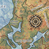 Jocassee Lake South Carolina Antique Map Art Blanket Throw Soft Polar/ Silky/ Sherpa Fleece Warm Blanket For Bed Sofa Chair Gift & Travel