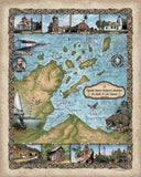 Apostle Island Map Art Blanket Throw Soft Polar/Silky/Sherpa Fleece Vintage Warm Blanket For Bed Sofa Chair Couch & Winter Travel Gift