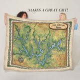 Lewis Smith Lake Alabama Map Art Blanket Throw Polar/ Silky/ Sherpa Fleece Warm Blanket for Winter Bed Couch Sofa Chair Dorm Gift & Travel