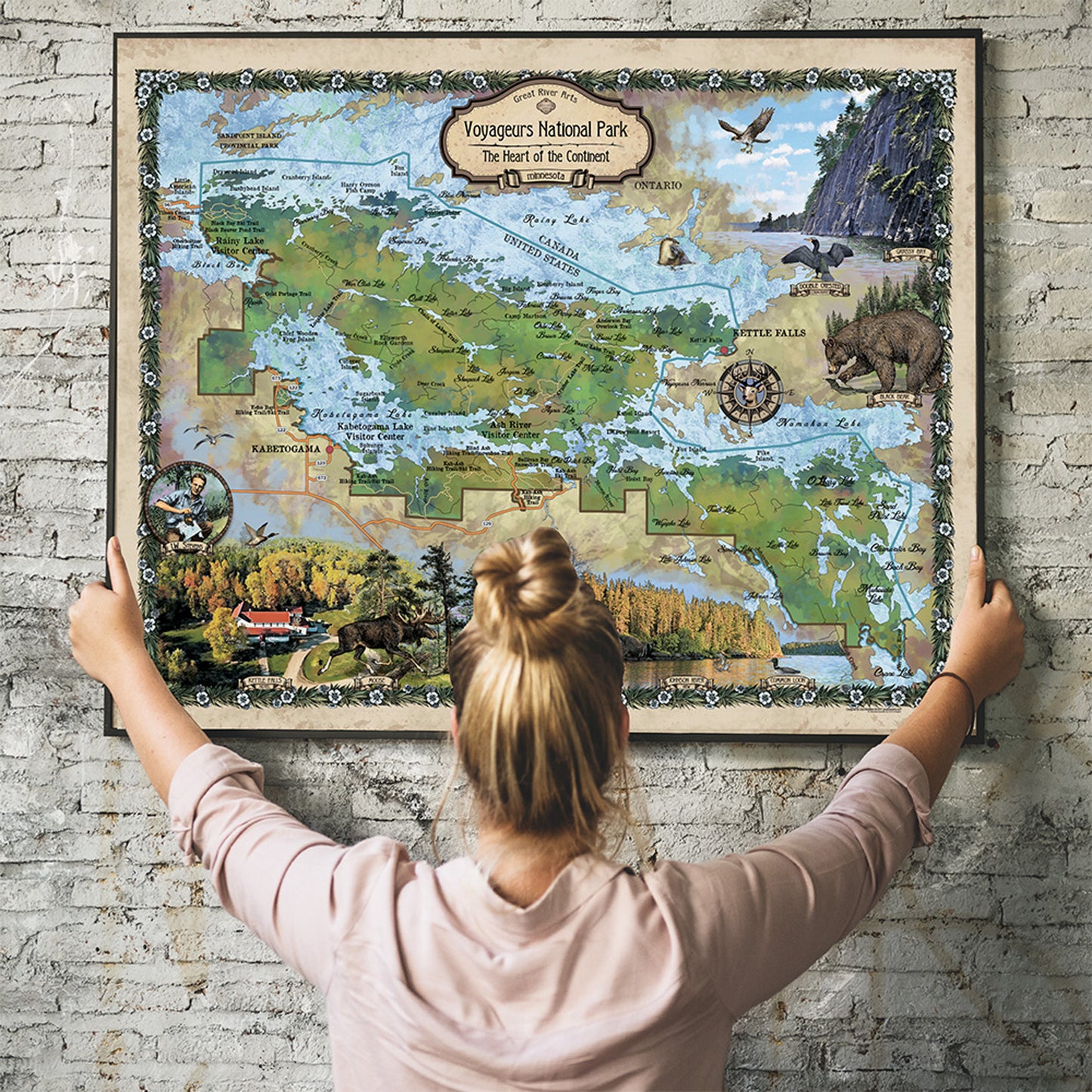 Voyageurs National Park Minnesota Historic Map Art Print Poster Artwork Vintage Style Abstract Wall-Unframed Great Home Decor & Gift
