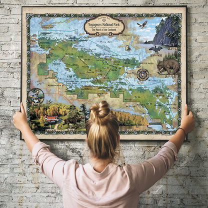 Voyageurs National Park Minnesota Historic Map Art Print Poster Artwork Vintage Style Abstract Wall-Unframed Great Home Decor & Gift
