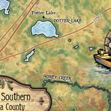 Great River Arts Lakes of Sw Waukesha County Historic Map Reproduction Artwork Wall Art Print Vintage