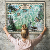 Great River Arts Whitefish Ski Runs Historic Map Reproduction Artwork Wall Art Print Vintage