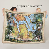 St Lucie Inlet Florida Map Art Blanket Throw Polar/ Silky/ Sherpa Fleece Warm Blanket for Winter Bed Couch Sofa Chair Dorm Gift & Travel
