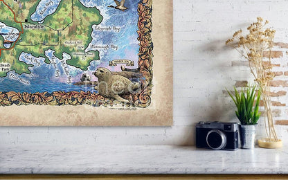 puget sound map, Washington map, Coupeville map, lopez island map, lopez island art, island life, orca art, orca art decor, ocean art, ocean