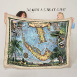 Sanibel Captiva Florida Map Blanket Double Stitched Edges Cozy Luxury Fluffy Super Soft 430 GSM Polyester Throw Blanket