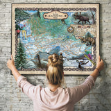 Big Sky Mountain Resort Montana Historic Map Art Print Poster Artwork Vintage Style Abstract Wall-Unframed Great Home Decor & Gift