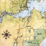 Lake Pend Oreille Idaho Historic Map Art Blanket Throw Polar/ Silky/ Sherpa Fleece Vintage Blanket For Bed Sofa Chair Dorm Gift & Traveling