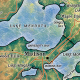 Great River Arts The Lakes of Madison Wi Historic Map Reproduction Artwork Wall Art Print Vintage