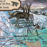 Bridger Bowl Montana Bozeman Map Sherpa Fleece Blanket Double Stitched Edges Cozy Luxury Fluffy Super Soft 430 GSM Polyester Throw Blanket