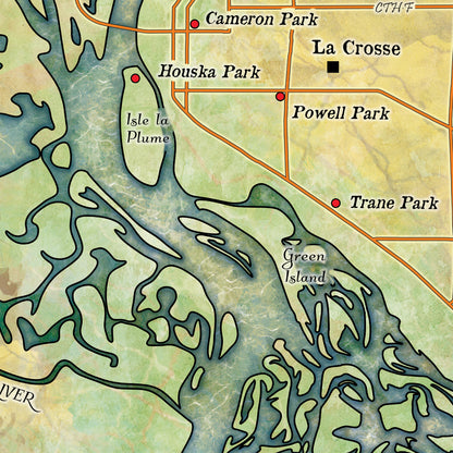 Pool 8 Mississippi River LaCrosse Wisconsin Map Blanket Double Stitched Edges Fluffy Super Soft 430 GSM Polyester Throw Blanket