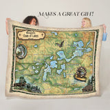 Sawyer County Wisconsin Lakes of Sherpa Fleece Blanket Double Stitched Edges Cozy Luxury Fluffy Super Soft 430 GSM Polyester Throw Blanket