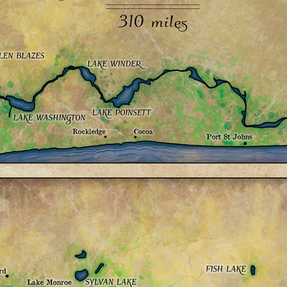 Great River Arts St. Johns River 8X120 Historic Map Reproduction Artwork Wall Art Print Vintage