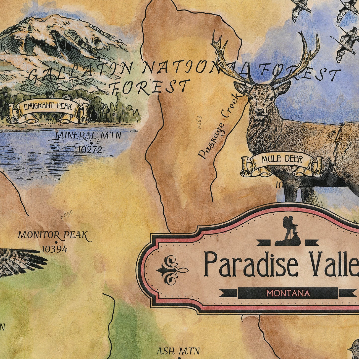 Great River Arts Paradise Valley Digitally Colored Historic Map Reproduction Artwork Wall Art Print Vintage