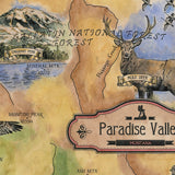 Great River Arts Paradise Valley Digitally Colored Historic Map Reproduction Artwork Wall Art Print Vintage