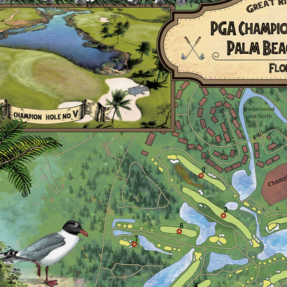 202 PGA Championship Golf Course Palm Beach Gardens Vintage map,Florida vintage map,old map,antique maps,map vintage,flordia map,coastal art