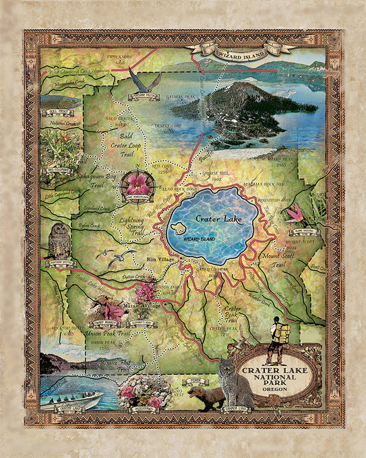 Crater Lake National Park Oregon Map Art Blanket Throw Soft Sherpa Fleece Vintage Blanket For Bed Sofa Couch Gift & Travel