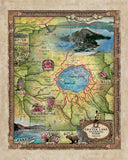 Crater Lake National Park Oregon Map Art Blanket Throw Soft Sherpa Fleece Vintage Blanket For Bed Sofa Couch Gift & Travel