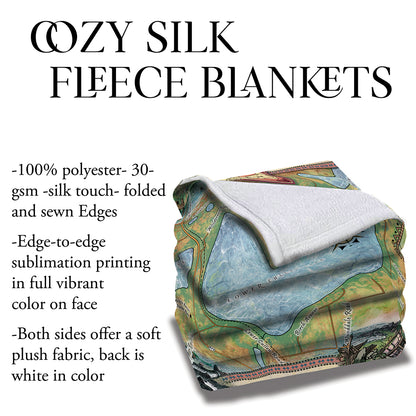 Lower Cullen Lake Minnesota Map Sherpa Fleece Blanket Double Stitched Edges Cozy Luxury Fluffy Super Soft 430 GSM Polyester Throw Blanket