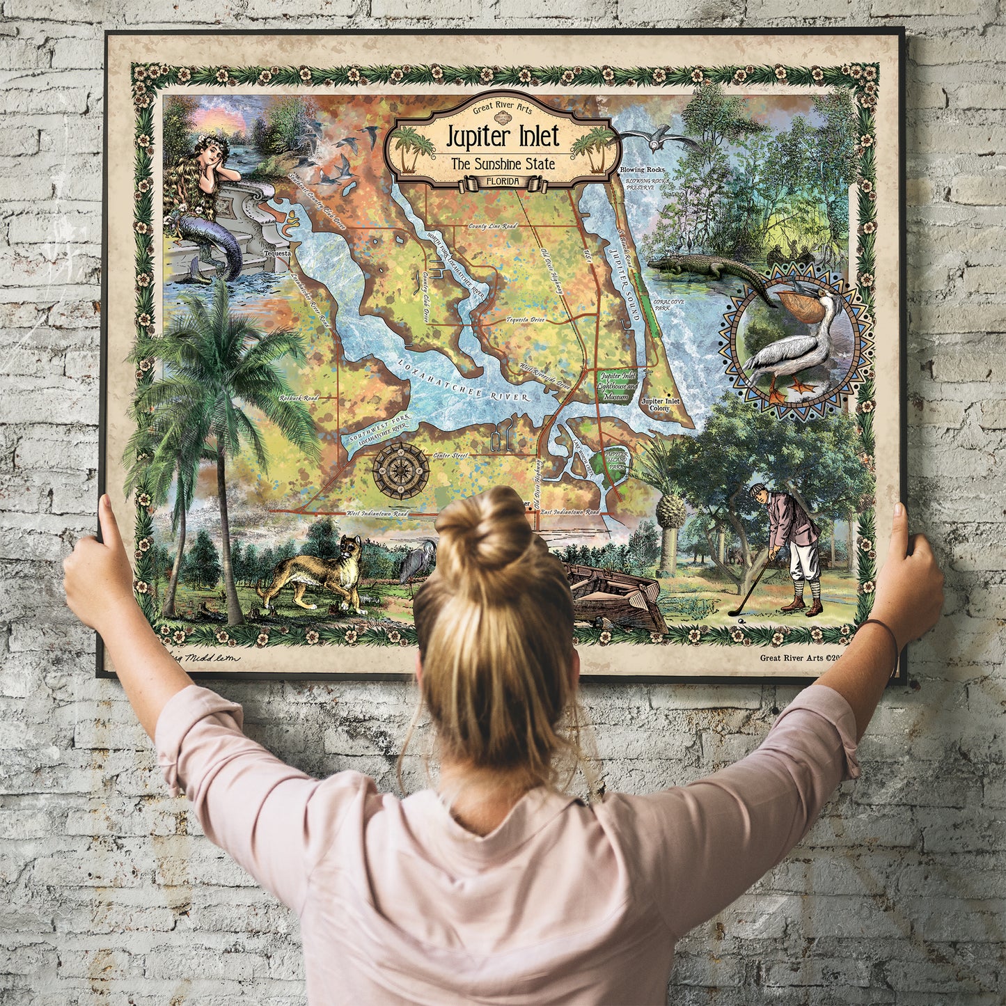 Jupiter Florida, florida gifts, coastal decor, florida map, customization, island art, beach house, beach decor, tropical decor, florida art