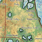 Great River Arts Spirit Lake and Lake Ookoboji Historic Map Reproduction Artwork Wall Art Print Vintage
