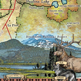 Cascade Lakes Oregon Byway Historic Map Art Print Poster Artwork Vintage Style Abstract Wall-Unframed Great Home Decor & Gift