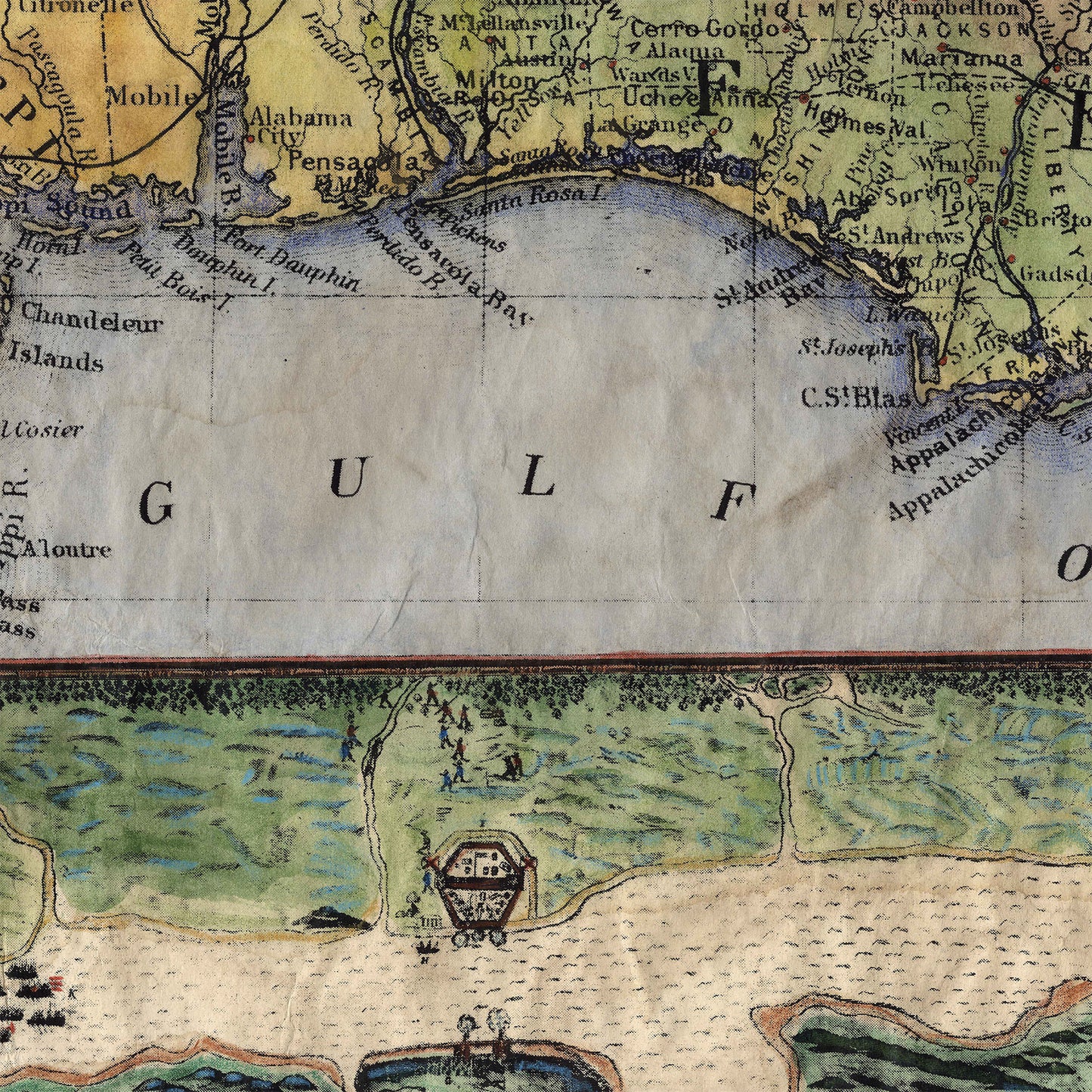 011 Adapted Florida 1847 Featuring St. Augustine 1778 Vintage map,Vintage map art,Florida vintage map,old map,antique maps,map vintage,map a