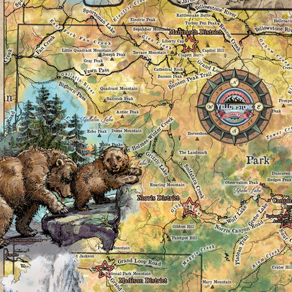 Yellowstone National Park Wyoming Montana Map Blanket Double Stitched Edges Cozy Fluffy Super Soft 430 GSM Polyester Throw Blanket