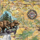 Yellowstone National Park Wyoming Montana Map Blanket Double Stitched Edges Cozy Fluffy Super Soft 430 GSM Polyester Throw Blanket