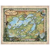 Great River Arts Whitefish Chain of Lakes with Illustrations Historic Map Reproduction Artwork Wall Art Print Vintage
