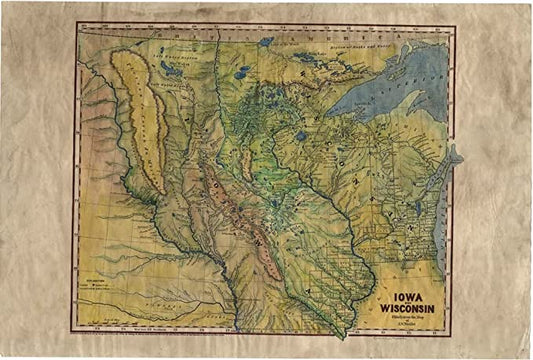 056 Iowa/Wisconsin 1844 vintage historic antique map poster print by Lisa Middleton