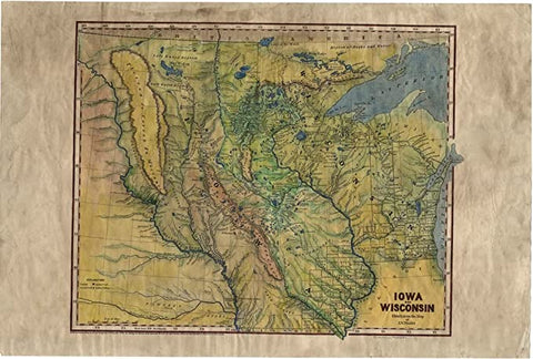 056 Iowa/Wisconsin 1844 vintage historic antique map poster print by Lisa Middleton