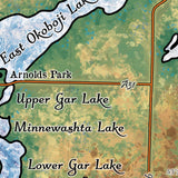Iowa Lake Okoboji map, lake art, custom lake map, iowa gift, lake house, rustic decor, Iowa maps, vintage maps, poster, print, wall art, map