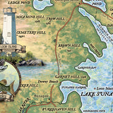 Lake Sunapee New Hampshire Historic Map Art Print Poster Artwork Vintage Style Abstract Wall-Unframed Great Home Decor & Gift
