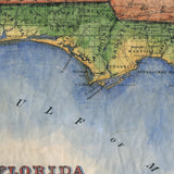 Great River Arts Historical Vintage Florida Colton Historic Map Reproduction Artwork Wall Art Print Vintage