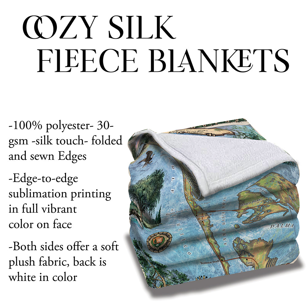 Anna Maria Florida Map Blanket Double Stitched Edges Cozy Luxury Fluffy Super Soft 430 GSM Polyester Throw Blanket