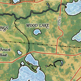 Great River Arts Lakes of The Kettle Moraine Historic Map Reproduction Artwork Wall Art Print Vintage