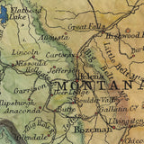 53 Idaho,Panhandle,Boise,Rocky Mountains,Country Western 1906 Historical Hand Painted Map,Ledger Art,Map Art,Great River Artby Lisa Middleto