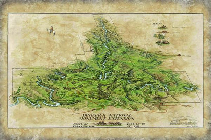 270-Dinosaur National Monument vintage historic antique map poster print by Lisa Middleton
