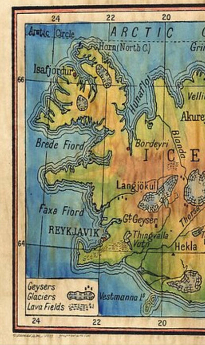 Iceland, iceland map, map of iceland, iceland print, iceland art, iceland poster, iceland gifts, travel gifts, old iceland art, nordic art