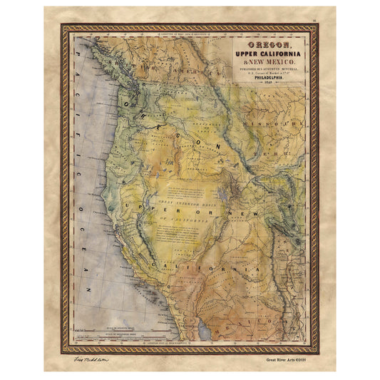 California, history art, Western Decor, Gold Rush, California Gifts, ranch art decor, historical california map, western decor, western art