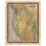 California, history art, Western Decor, Gold Rush, California Gifts, ranch art decor, historical california map, western decor, western art