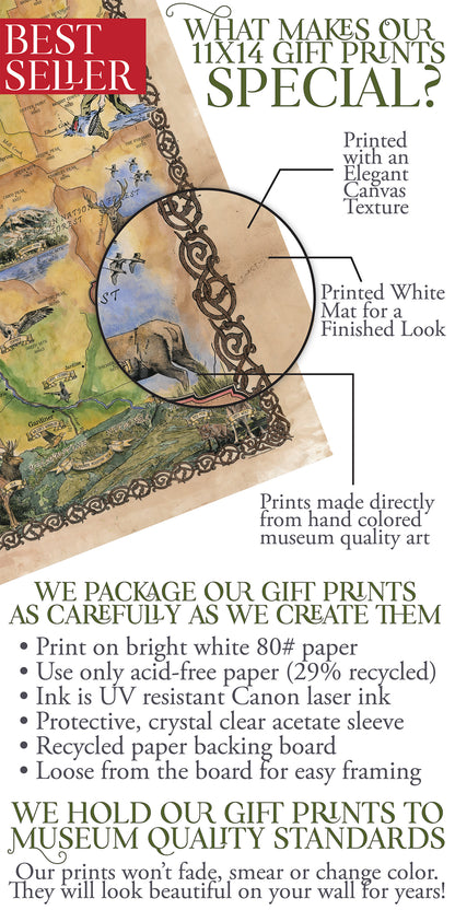 Great River Arts Paradise Valley Digitally Colored Historic Map Reproduction Artwork Wall Art Print Vintage