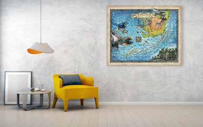 Florida Keys Scuba Diving map, Key west map, Coastal Vintage, snorkel, diving, diver, Florida Gift, Scuba Diving Gift, Scuba Diving, Florida